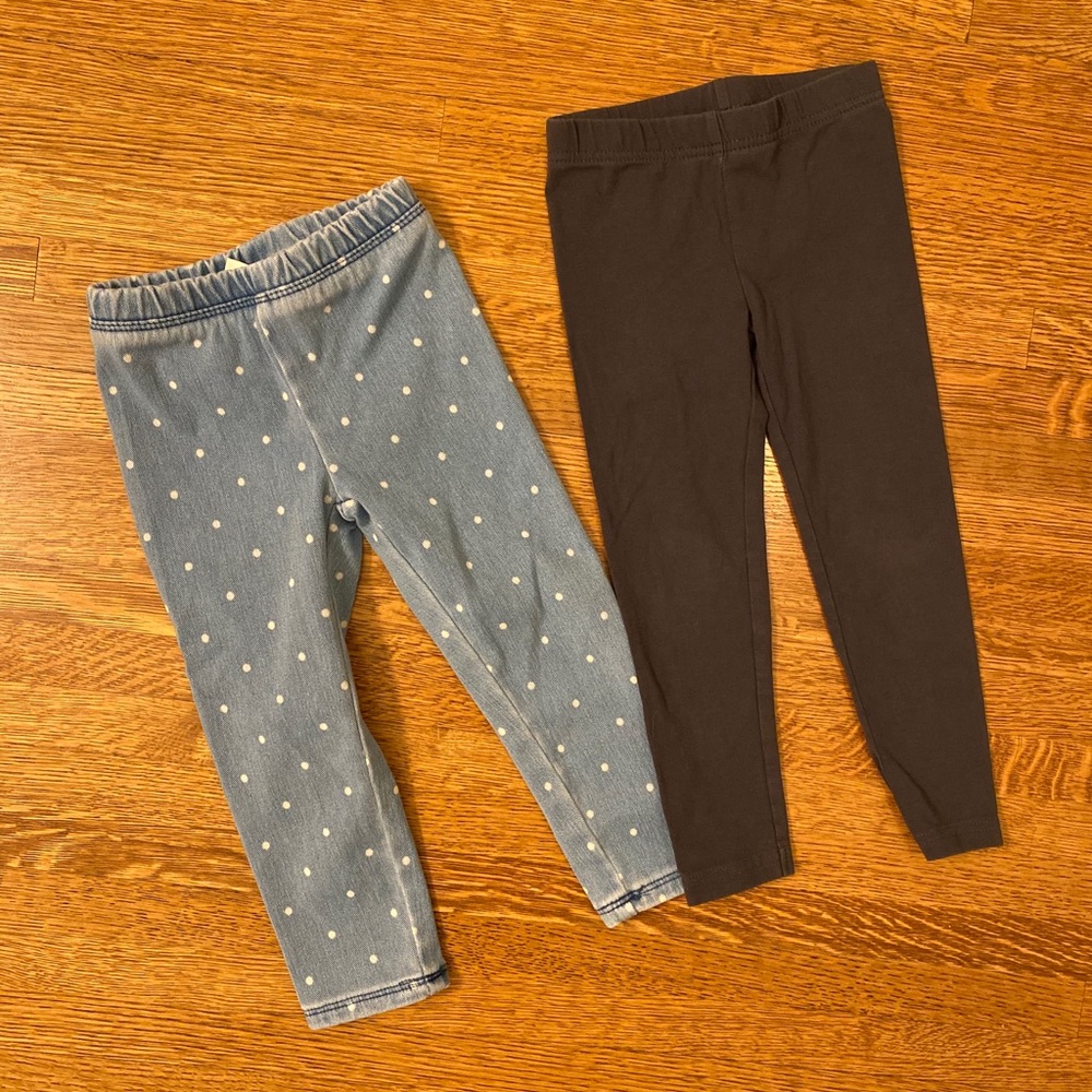 3T oshkosh - polka dot jeggings + grey leggings